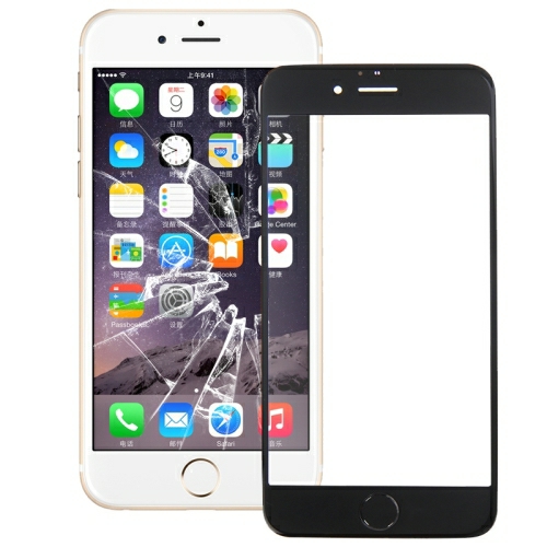 iPhone 6s Lente de vidro externa da tela frontal com Home botão (Preto)