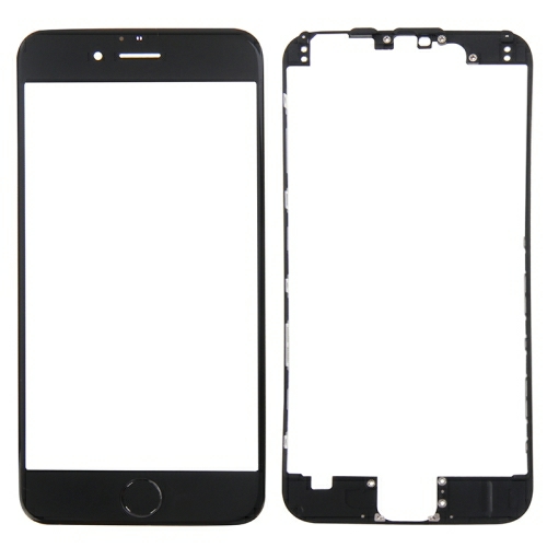 3 em 1 para iPhone 6s (Lente de vidro externa da tela frontal Moldura LCD de Habitação Frontal Home Botão) (Preto)