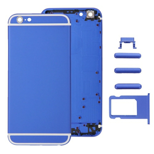 5 em 1 para iPhone 6s (Tampa Traseira Bandeja de Cartão Tecla de Controle de Volume Botão Liga  Desliga Tecla de Vibração do Mudo) Capa de assemblia Completa (Azul)