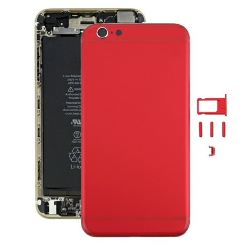 6 em 1 para iPhone 6s (Tampa Traseira Bandeja de Cartão Tecla de Controle de Volume Botão de Força Chave de Vibração do Mudo Sinal) Cobertura completa da Caixa de Montagem (Vermelho)