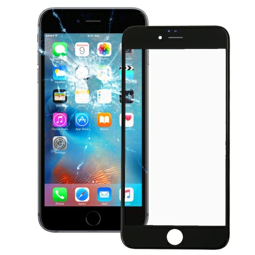 iPhone 6s Plus Lente de vidro externa da tela frontal com Moldura de Tela LCD frontal (Preto)