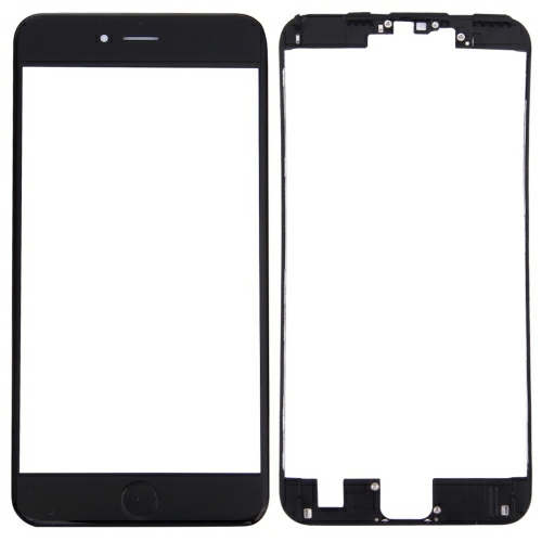 3 em 1 para iPhone 6s Plus (Lente de vidro externa da tela frontal Quadro LCD de Habitação Frontal Home Botão) (Preto)