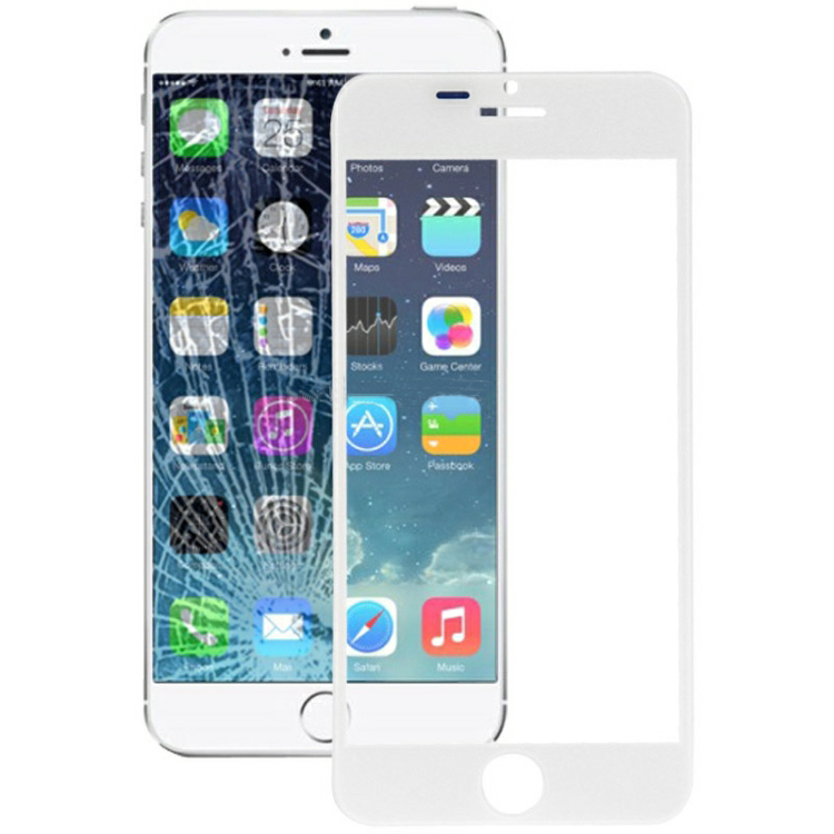 iPhone 6 Lente de vidro externa da tela frontal (Branco)