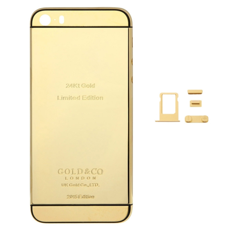 Substituição de montagem completa banhado a ouro tampa da caixa de metal com aparncia Imitação de iPhone 6 e 6S para o iPhone 5S, incluindo tampa traseira e bandeja de