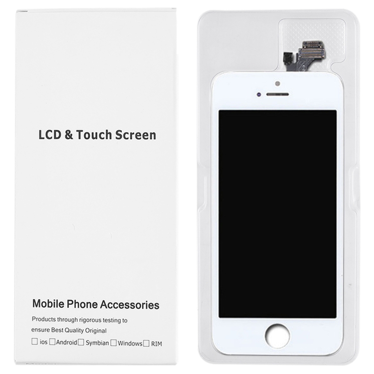 Caixa branca de empacotamento do cartão de 50 PCS para o conjunto completo do painel LCD e do digitador do iPhone 5