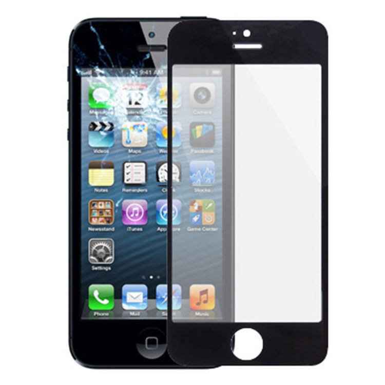 10 PCS para iPhone 5 e 5S Lente de vidro externa da tela frontal (Preto)